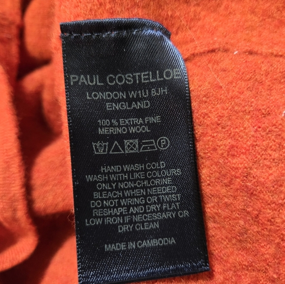 PAUL COSTELLOE Merino Wool Rust Orange Long Sleeve Sweater - Picture 8 of 10